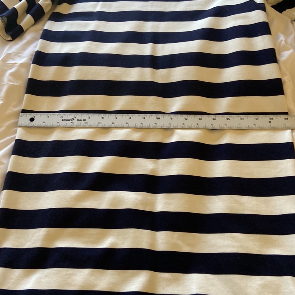 LRalph Lauren Navy White Striped Dress Womens Med Bell Sleeve Midi Nautical - Picture 7 of 11
